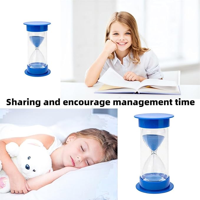 60 Minutes Hourglass Sand Timer, Dual Protection Hour Glass with Sand, Sand Timer for Kids Safety, Sand Clock Watch, Creative Gift, Living Room Office Decorative (Blue)