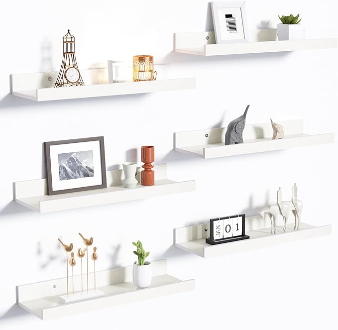 upsimples Floating Shelves for Wall, Wall Shelves for Decor Storage Set of 6 by upsimples