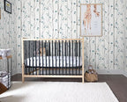 Timeet Peel and Stick Wallpaper White and Blue Floral Wallpaper Boho Leaf - Image 5