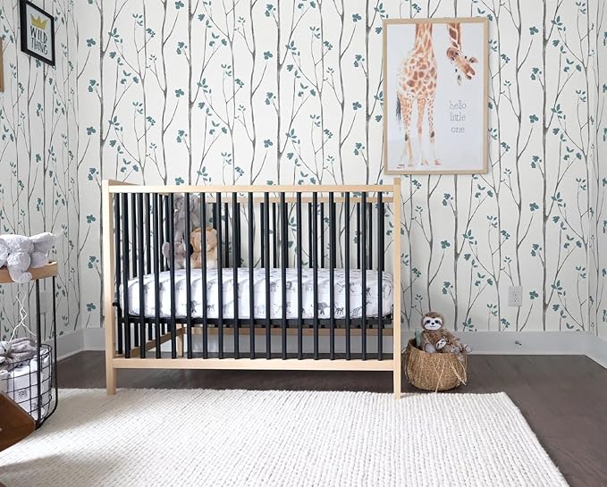 Timeet Peel and Stick Wallpaper White and Blue Floral Wallpaper Boho Leaf - Image 5