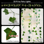 suddus Vine with Fairy Lights Battery Operated, 33ft 100 LED Ivy String Lights - Image 5