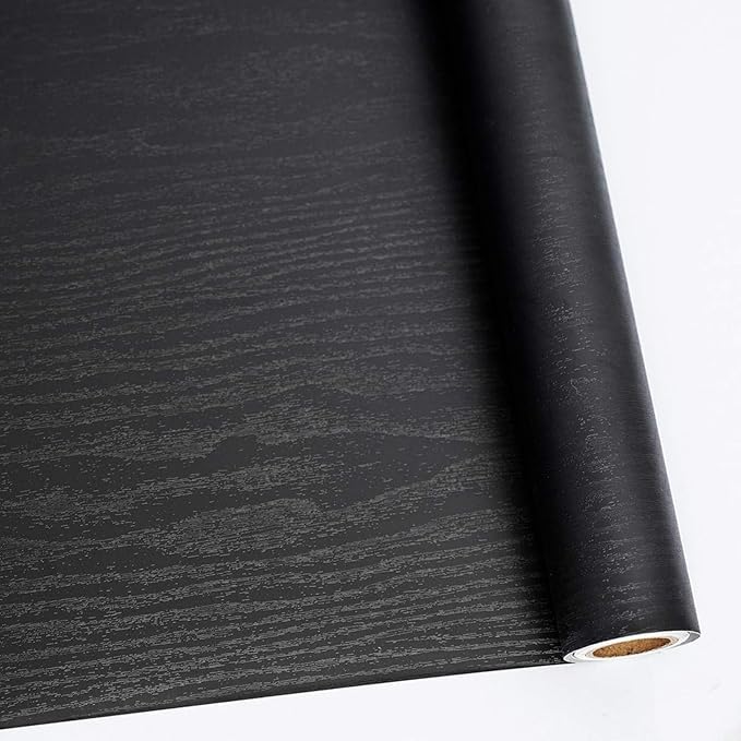 Abyssaly Black Wood Wallpaper 17.71 Inch X 196 Inch Peel Stick Countertops by Abyssaly