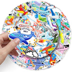 Airplane Stickers 101 Pcs Vinyl Cute Cartoon Aircraft Sticker for Laptop Water Bottle Skateboard Motorcycle Bumper Computer Car Helmet Luggage,Waterproof Funny Plane Decals for Teens Girls Adults