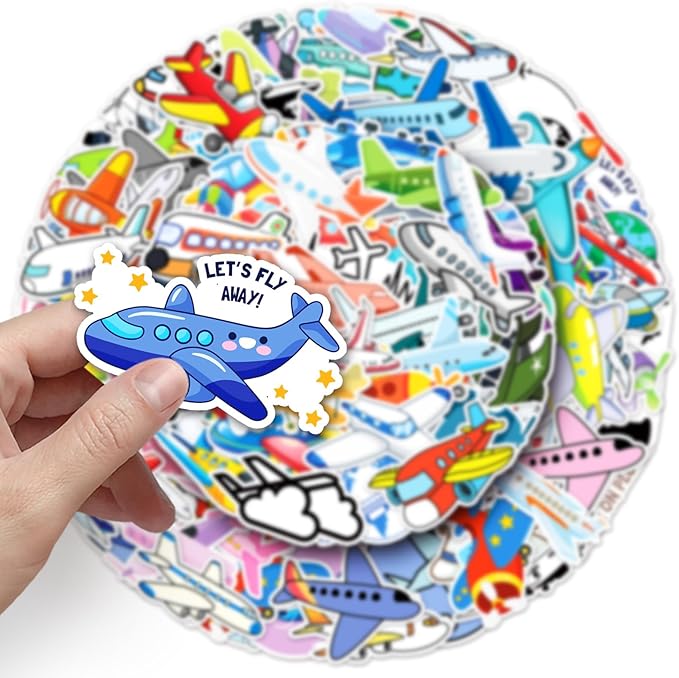Airplane Stickers 101 Pcs Vinyl Cute Cartoon Aircraft Sticker for Laptop Water Bottle Skateboard Motorcycle Bumper Computer Car Helmet Luggage,Waterproof Funny Plane Decals for Teens Girls Adults