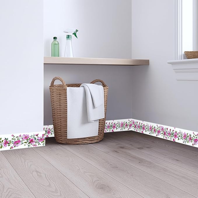 Pink Floral Wallpaper Border 196x4 Inch Peel and Stick Wall Border Self - Image 8