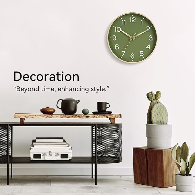 Roymnie Wall Clock Green, 10 Inch Silent Wall Clocks Battery Operated-Modern - Image 7