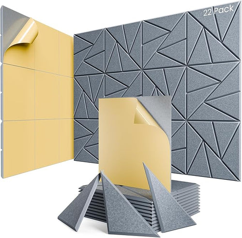 22 Pack Acoustic Panels with Self-Adhesive, Sound Panels High Density, by ROOME