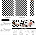 Modern Peel and Stick Wallpaper Black and White Mosaic Checkered Contact Paper - Image 3