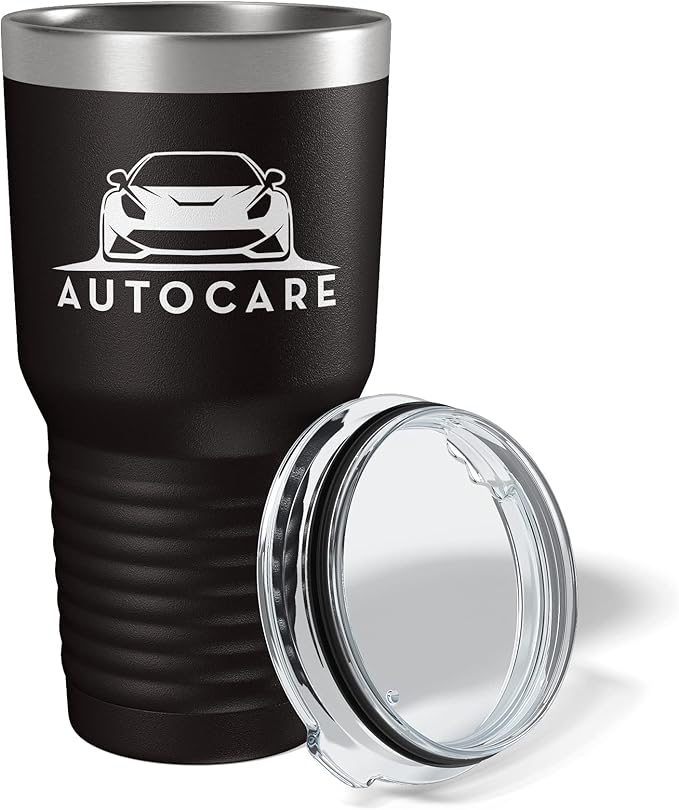 Personalized 30oz (17 Colors) Printed Insulated Stainless Steel Powder Coated Tumbler with Lid - Custom Bulk Promotional Items with your Logo - Bulk Company Small Business Party Favors (Black)