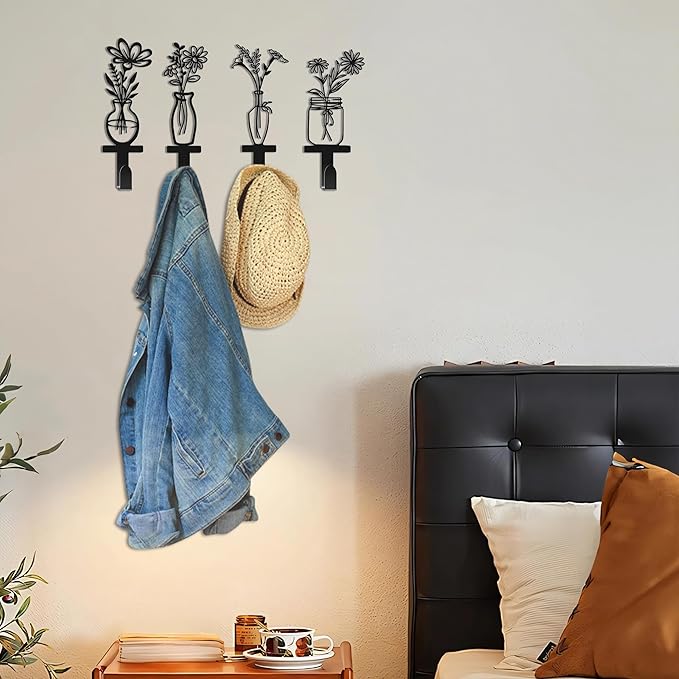 Decorative Wall Hooks, Metal Flowers Wall Decor - Image 4