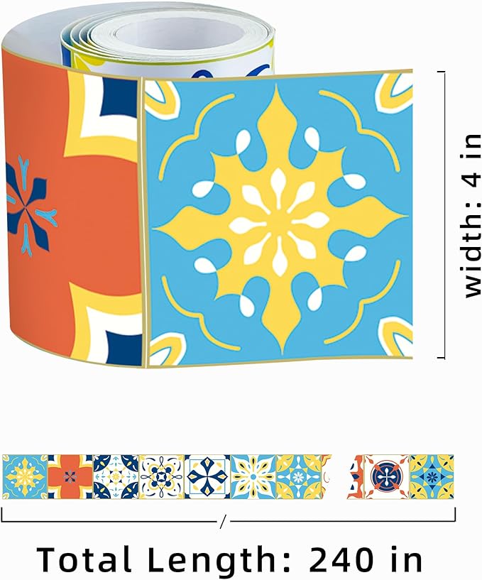 FLFK Wall Border Tile Stickers Peel and Stick Wallpaper Border - Image 2