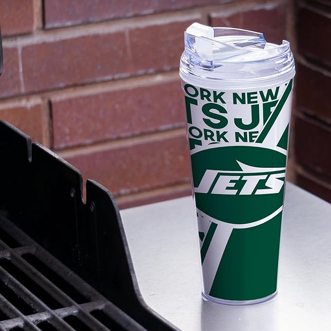 NFL Football 24oz Acrylic Tumbler with Hinged Lid, Officially Licensed Double Wall Tumbler for NFL Fans