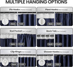 Navy Room Darkening Curtains 96 Inches Long - Image 2