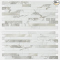 AULIGET 20 Sheets White Stone Peel and Stick Backsplash, PVC Mixed Metal Silver by AULIGET