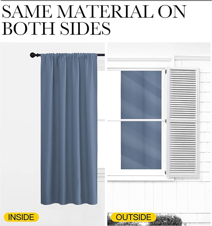 NICETOWN Kitchen Curtains, Short Blackout Curtains & Drapes, Small Window Rod - Image 6