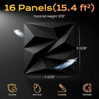 Sonicism Wall Panels Upgrade 16 Pack, 0.7”x11.8”x11.8”Pyramid 3D Wall Panels - Image 5