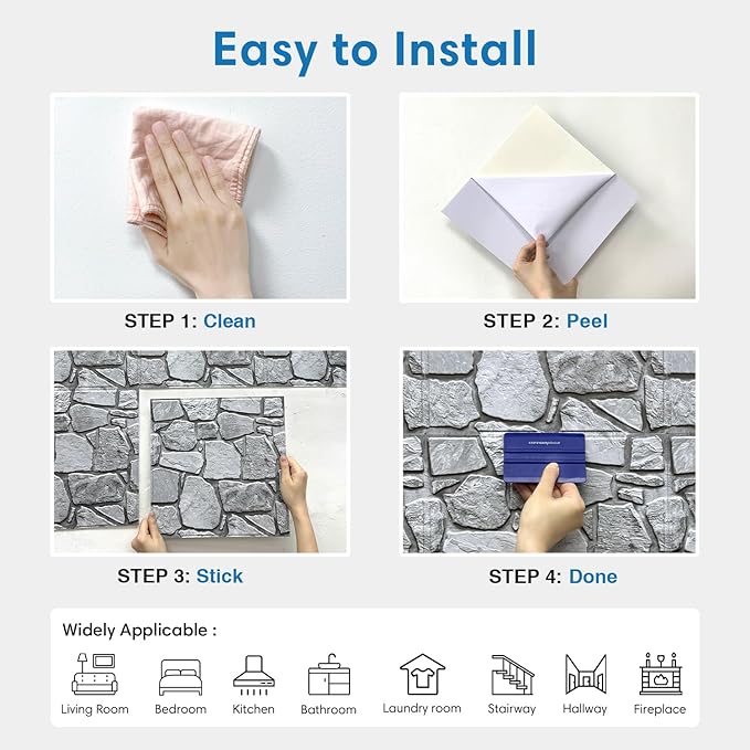 COMSTICKC 3D Faux Stone Wall Panel Peel and Stick Wall Tiles, Ultra-Light Thin - Image 9