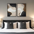 Framed Neutral Abstract Minimalist Wall Art Set of 2, Modern Canvas Prints - Image 2