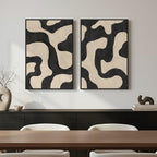 Framed Abstract Beige Black Wall Art - Image 3
