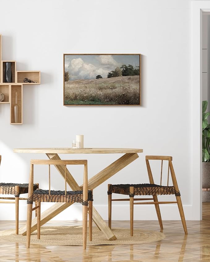 InSimSea Framed Canvas Wall Art Vintage Decor, Farmhouse Scenery Vast Field - Image 2