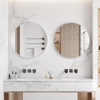 Itrue 36 Inch Round Wall Mirror, Brushed Silver Metal Frame Circle Bathroom - Image 7