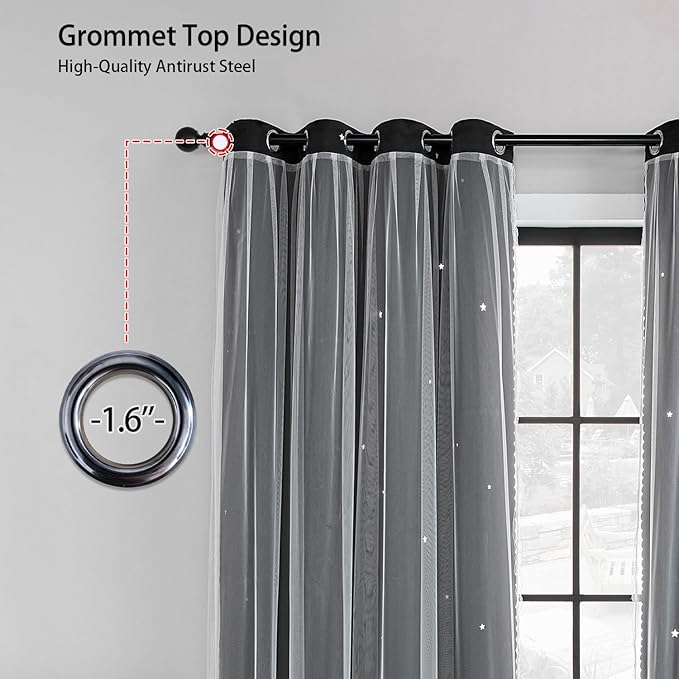 XiDi Blackout Drapes for Bedroom Windows, Unicorn Curtains for Kids Room - Image 4