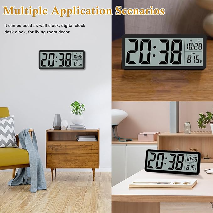 Digital LCD Wall Clock Easy to Set, 8.5 Inch LCD Screen - Image 6