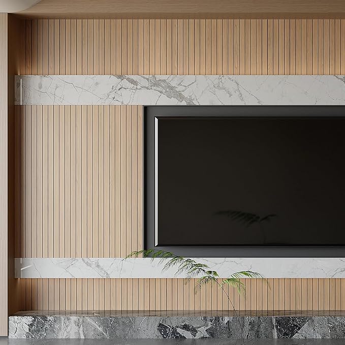 Yutianli PVC Slat Wall Panel Peel and Stick 118"x 15.7" Faux Wood Slat Panel - Image 5