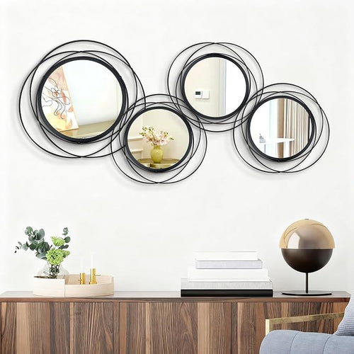 4 Set. Circle Mirrors for Wall Decor for Living Room Bedroom Bathroom Entryway by Cityelf
