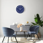 Lafocuse 12 Inch Wooden Navy Blue Wall Clock Battery Operated, Simple - Image 2