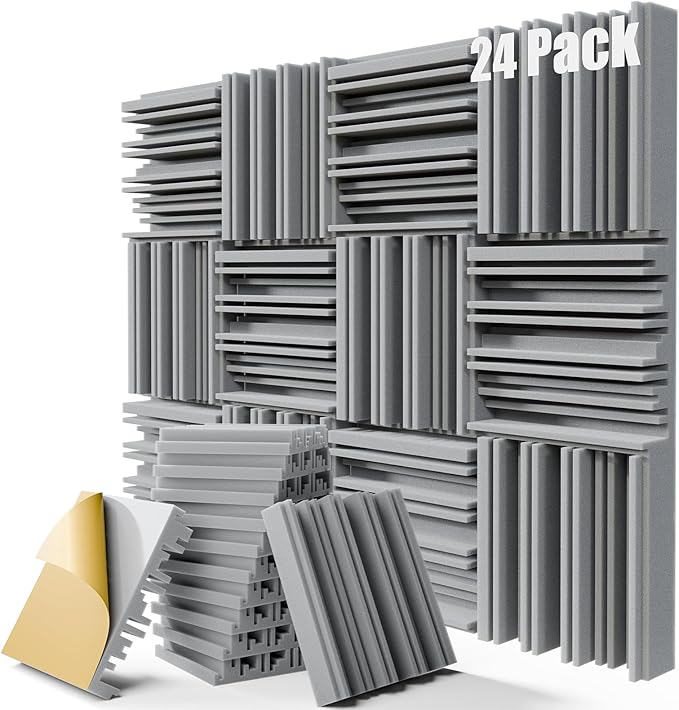 24 Pack Acoustic Panels, High-Density Soundproof Wall Panels by ZELMINE