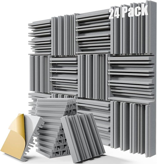 24 Pack Acoustic Panels, High-Density Soundproof Wall Panels by ZELMINE