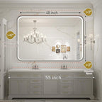LED Bathroom Mirror with Lights, 48x36 Inch Brushed Silver Framed Lighted - Image 7