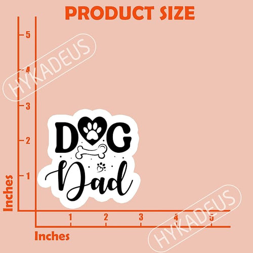 (3pcs) Dog Dad Stickers – Cute Dog Paw Decals for Father’s Day, Waterproof Vinyl for Laptop, Tumbler, Water Bottle, Scrapbook, 3" x 2.9"