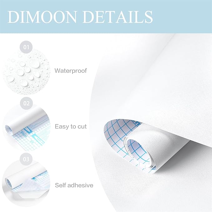 Dimoon 17.7''x118'' Peel and Stick Wallpaper White Contact Paper - Image 3