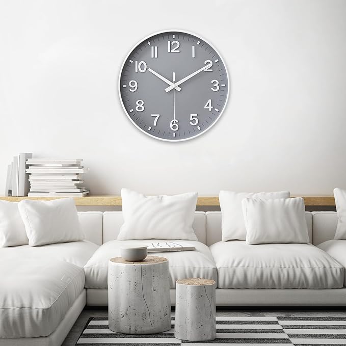 HZDHCLH Wall Clocks Battery Operated, Wall Clock Gray, 12 inch Wall Clock - Image 7