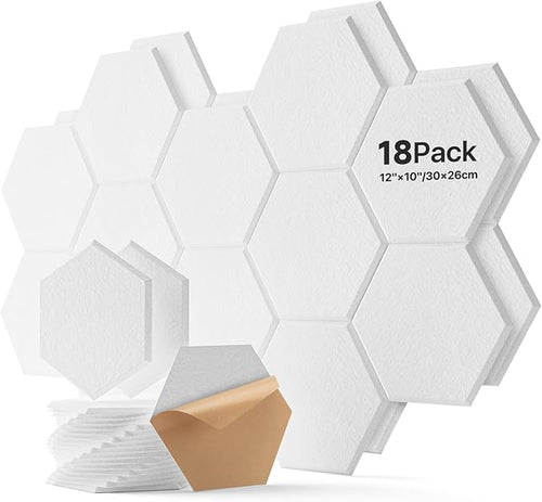 18 Pack Hexagon Acoustic Panels, Self-Adhesive Soundproof Wall Panels, High by Soundsbay