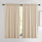 NICETOWN Beige Velvet Curtains 63 inches 2 Panels Set, Thermal Insulated Heavy by NICETOWN