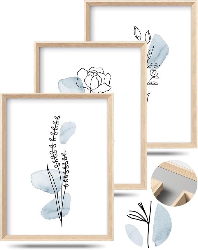 HesenDot Framed Blue Floral Canvas Wall Art, Minimalist Botanical Wall Art Decor - Image 8