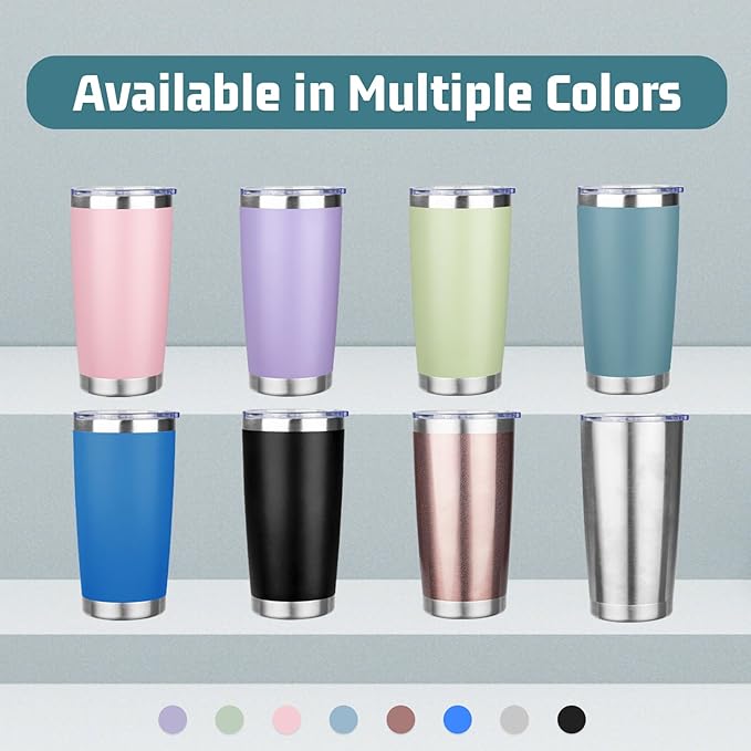 20 oz Tumbler with Lids and Straws, Stainless Steel Insulated Travel Coffee Mug, Double Wall Vacuum Insulated Tumblers, Powder Coated Coffee Tumbler for Cold & Hot Drinks (Orange)