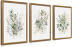 WRFON Framed Sage Green Botanical Wall Art Set of 3, Watercolor Eucalyptus & by Unknown