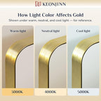 Keonjinn Gold Bathroom Mirrors for Wall 42” x 20” Large Rounded Rectangle Gold - Image 4