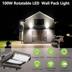 Dusk to Dawn100W Rotatable LED Wall Pack Light, 5000K 14000LM 400-600W HPS/HID - Image 2