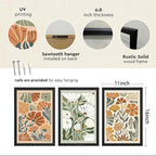 YWJKWLGS Mid Century Boho Wildflower Wall Art Set of 3, 11x16 Inch Black Framed - Image 2