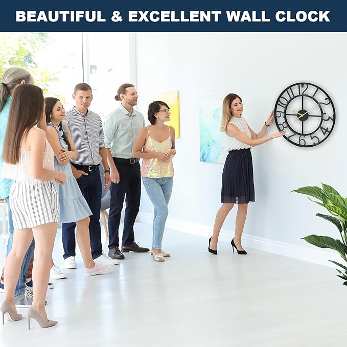 Pytha Sight Large Wall Clock for Lving Room, 16 Inch Modern Industrial - Image 3