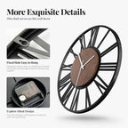 Cuspin 24 Inch Large Wall Clock, Silent Non Ticking Battery Operated Roman - Image 5
