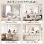 Koonmi Silver Rectangle Wall Mirror, 30x36 Inch Bathroom Mirror, Aluminum Frame - Image 7