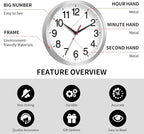 Rohioue Wall Clock Modern 10 Inch Battery Operated Silent Non Ticking Analog - Image 3
