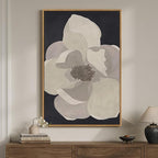 Framed Neutral Modern Floral Black and White Wall Art, Large Contemporary by Cuspin