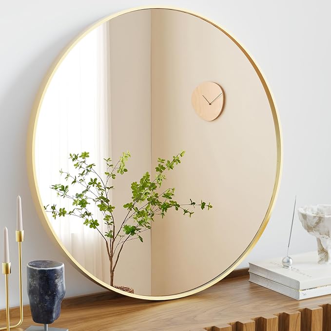 NEWBULIG Round Bathroom Mirror for Over Sink, 36 Inch Wall Mount Vanity Circle by NEWBULIG